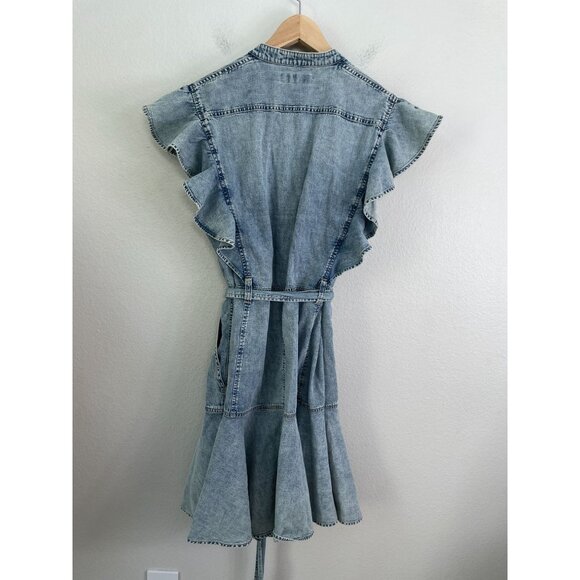 Lauren Ralph Lauren Womens 16 Dress Belted Denim Flutter Sleeve Shirtdress - Picture 11 of 13